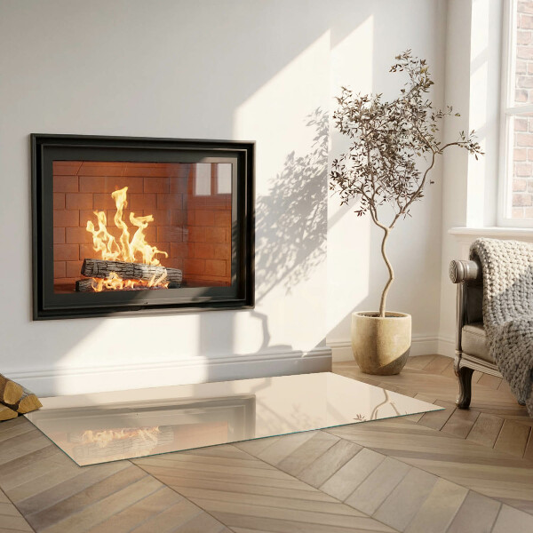 Rechteckige Funkenschutzplatte aus Glas Farbe Beige
