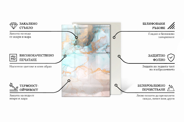Rechteckige Funkenschutzplatte aus Glas Farbe Hellgrau