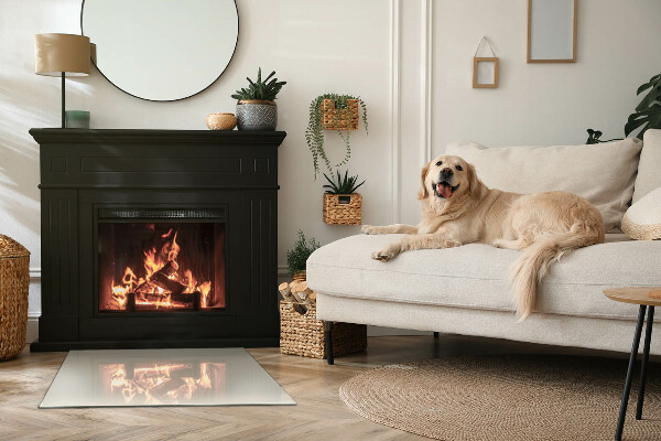 Rechteckige Glasplatte für Kamin Farbe Beige