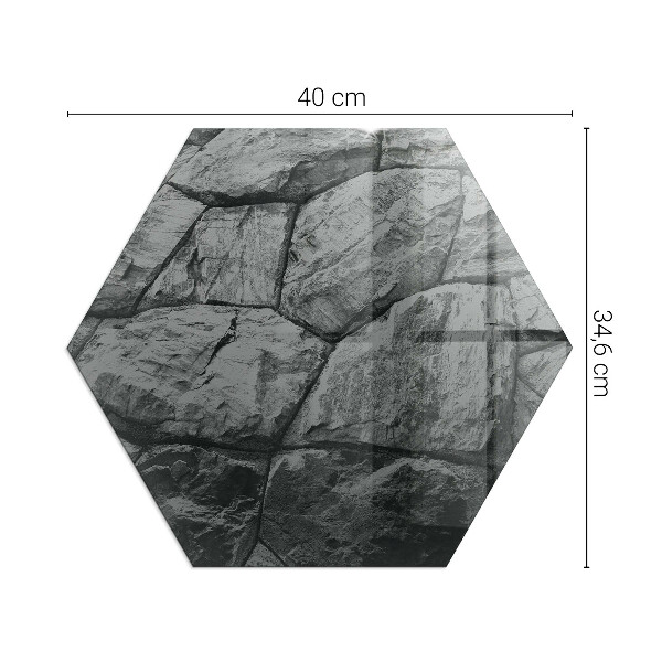 Sechseckige Glasplatte unter Kaminöfen Natursteinmuster