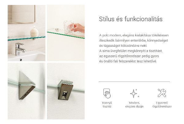 Glasablage für Badezimmer 40x13 cm