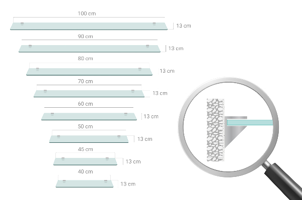 Badezimmer Glasregal 45x13 cm