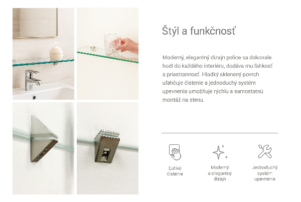 Badezimmer Glasregal 80x13 cm