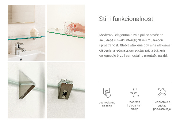 Glasablage für Badezimmer 90x13 cm