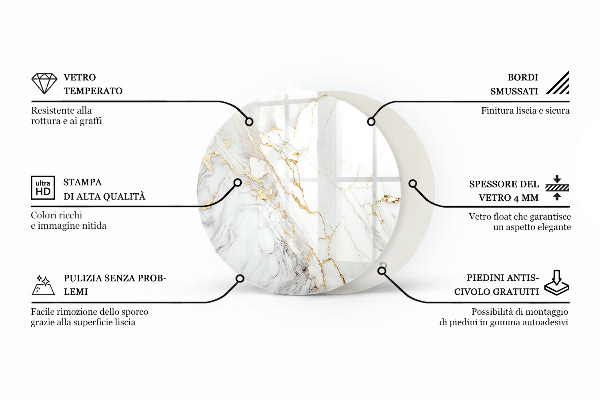 Runde glasplatte für tisch Elegantes Schwarz.