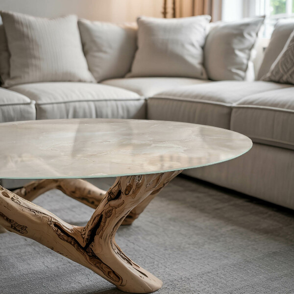 Runde glasplatte für tisch Marmor-Grafikkomposition