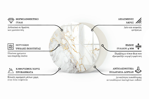 Runde glasplatte für tisch Dekorative Mosaike mit Details