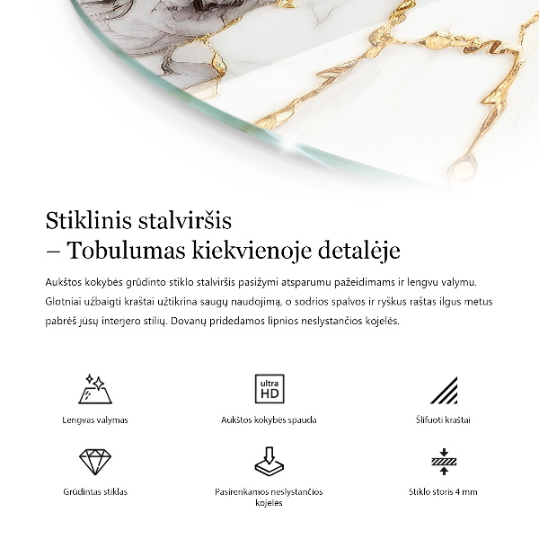 Runde glasplatte für tisch Dekorative Mosaike mit Details