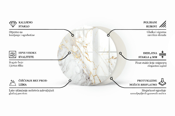 Runde glasplatte für tisch Feine Marmoradern