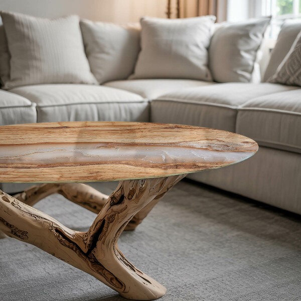 Runde glasplatte für tisch Holz im Einklang mit Harz