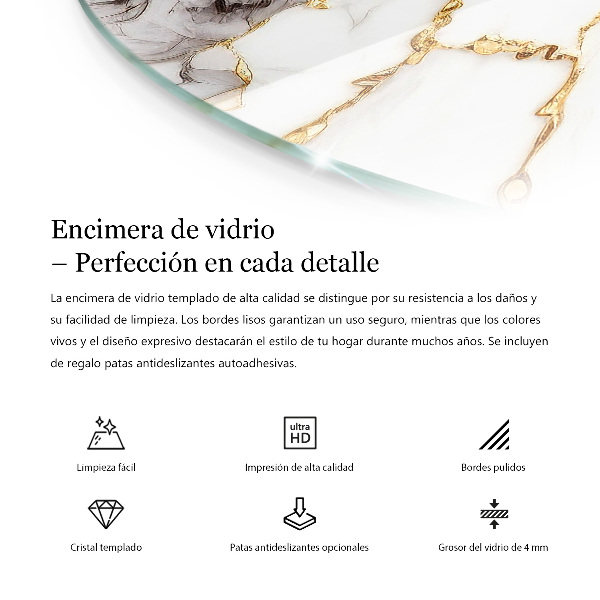 Runde glasplatte für tisch Marmoradern im Design