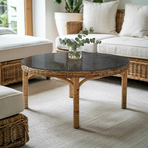 Runde glasplatte für tisch Steintexturmotiv