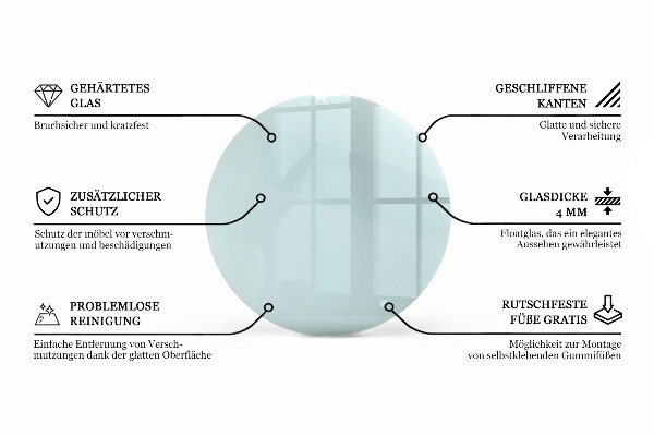 Runde tischplatte transparent