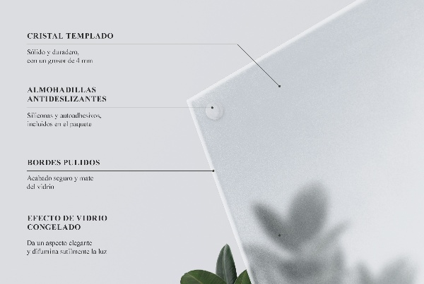 Rechteckige transluzente Glas-Tischplatte