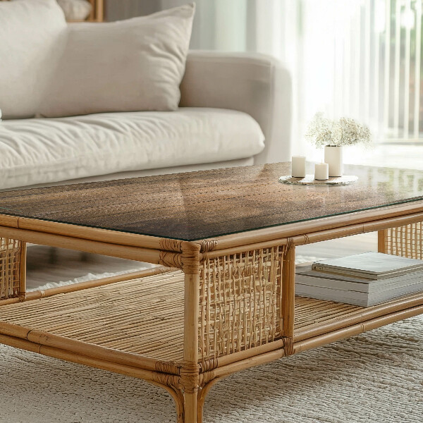 Rechteckige tischplatte glas Ökologische Holzstruktur