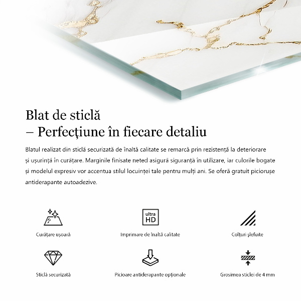 Rechteckige tischplatte glas Marmor-Grafikkomposition