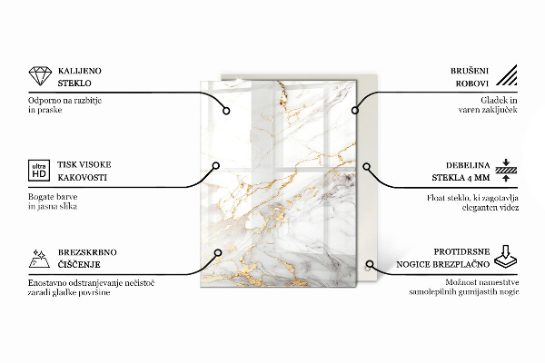 Rechteckige tischplatte glas Marmor-Grafikkomposition