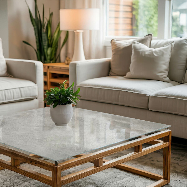 Rechteckige tischplatte glas Kratzer auf der Betonoberfläche