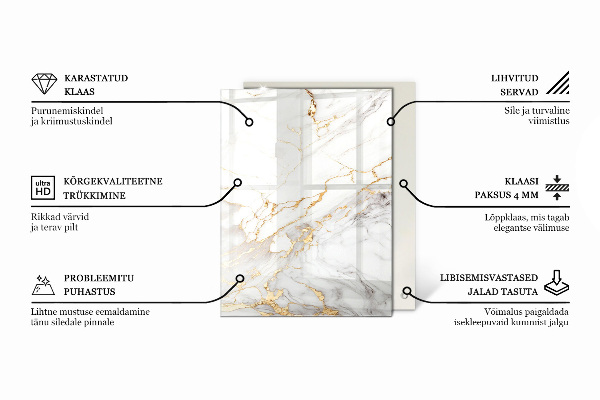 Rechteckige tischplatte glas Marmor mit feinen Adern