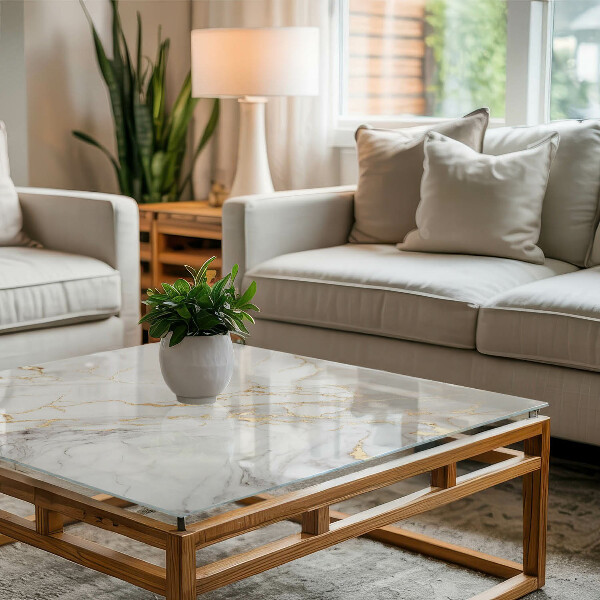 Rechteckige tischplatte glas Feine Marmoradern