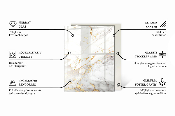 Rechteckige tischplatte glas Feine Marmoradern