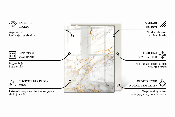 Rechteckige tischplatte glas Marmoradern im Design