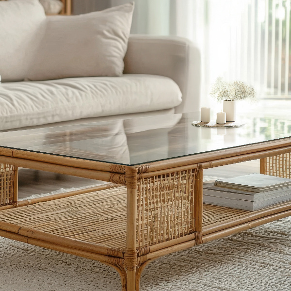 Rechteckige glastischplatte transparent