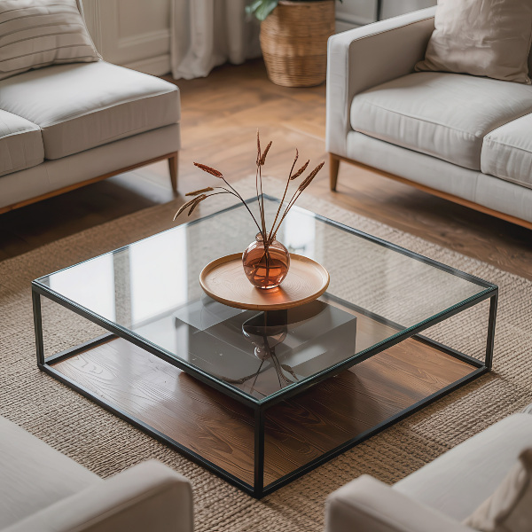 Rechteckige glastischplatte transparent