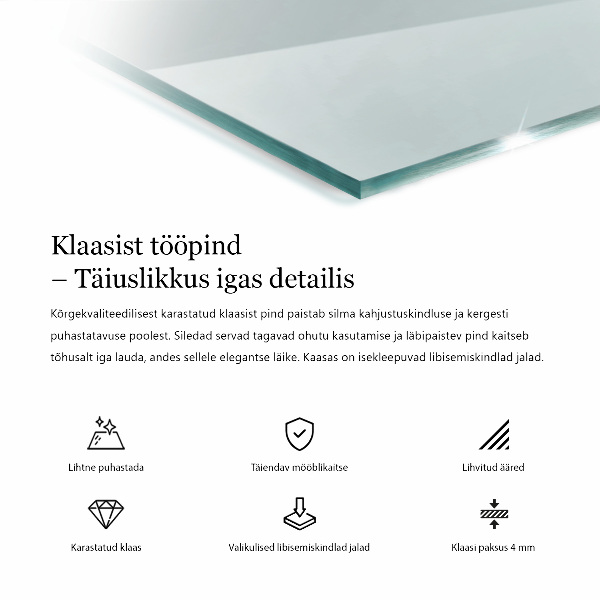 Rechteckige glastischplatte transparent