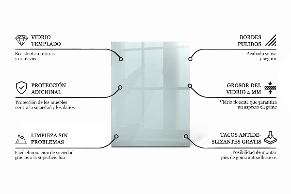 Rechteckige glastischplatte transparent