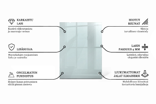 Rechteckige glastischplatte transparent