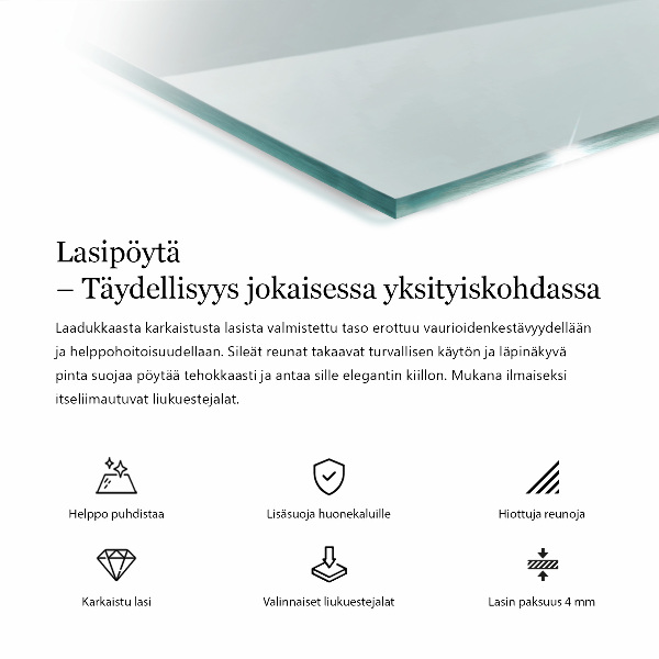 Rechteckige glastischplatte transparent