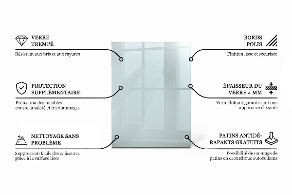 Rechteckige glastischplatte transparent