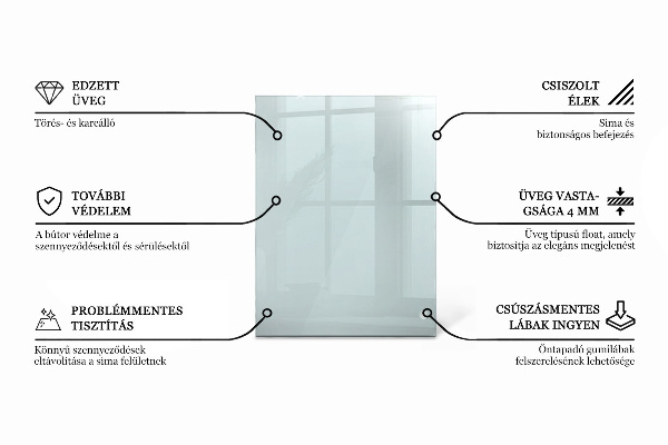 Rechteckige glastischplatte transparent