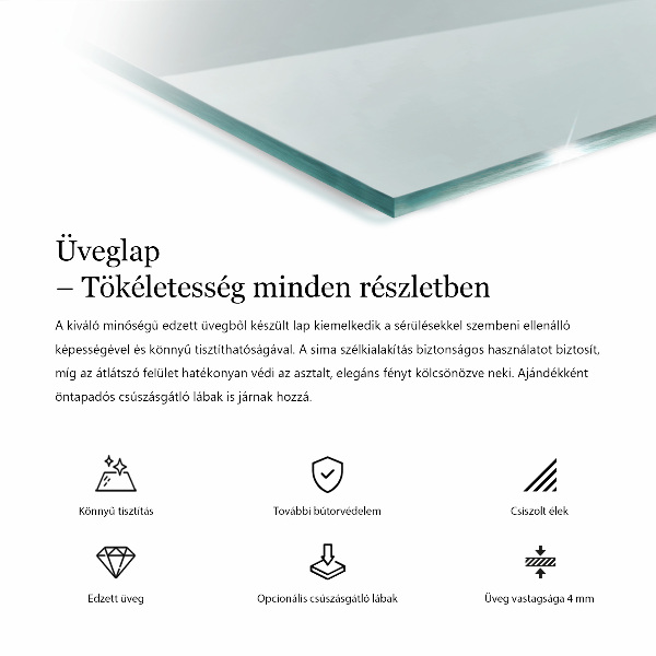 Rechteckige glastischplatte transparent