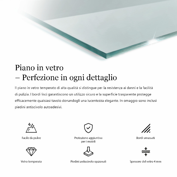 Rechteckige glastischplatte transparent