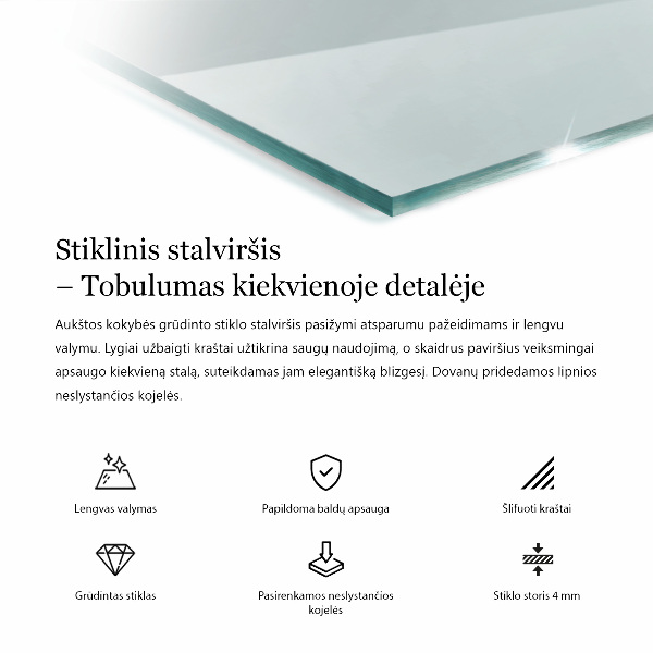 Rechteckige glastischplatte transparent