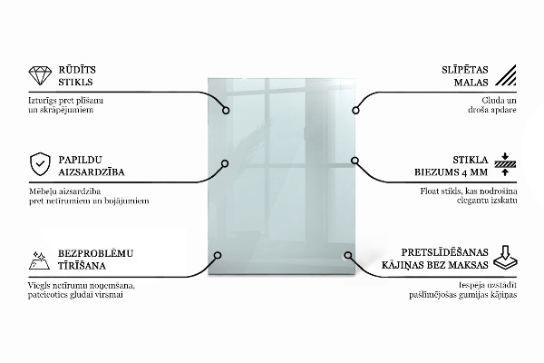Rechteckige glastischplatte transparent