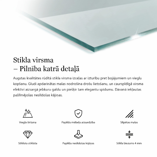 Rechteckige glastischplatte transparent