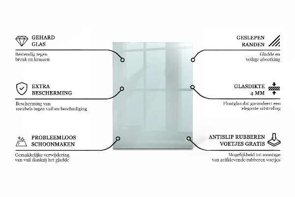 Rechteckige glastischplatte transparent