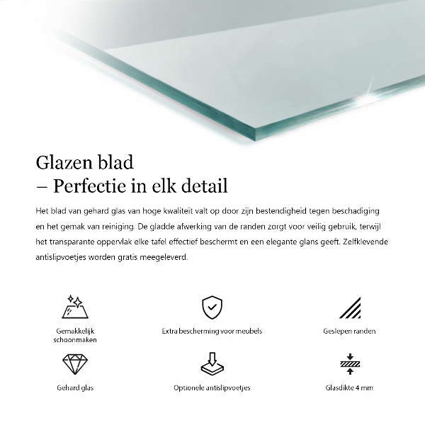 Rechteckige glastischplatte transparent