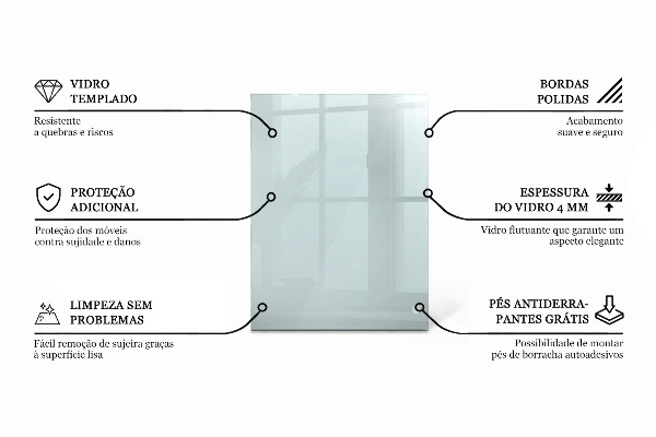 Rechteckige glastischplatte transparent