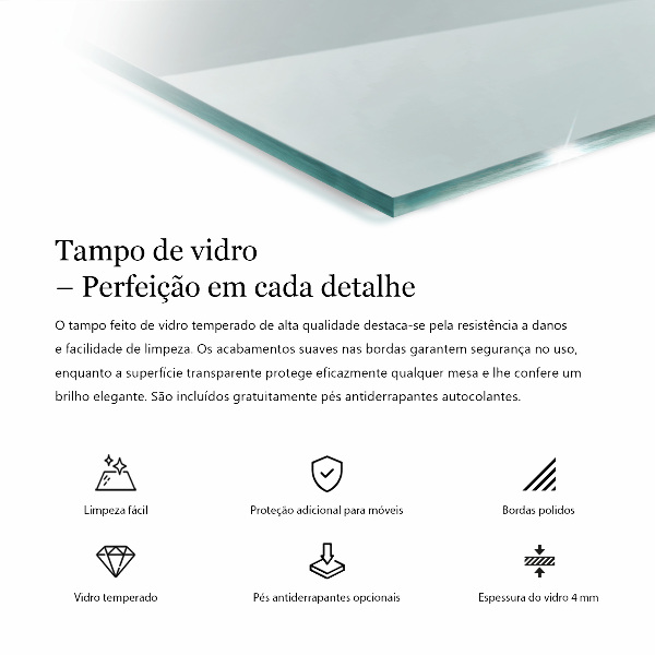 Rechteckige glastischplatte transparent