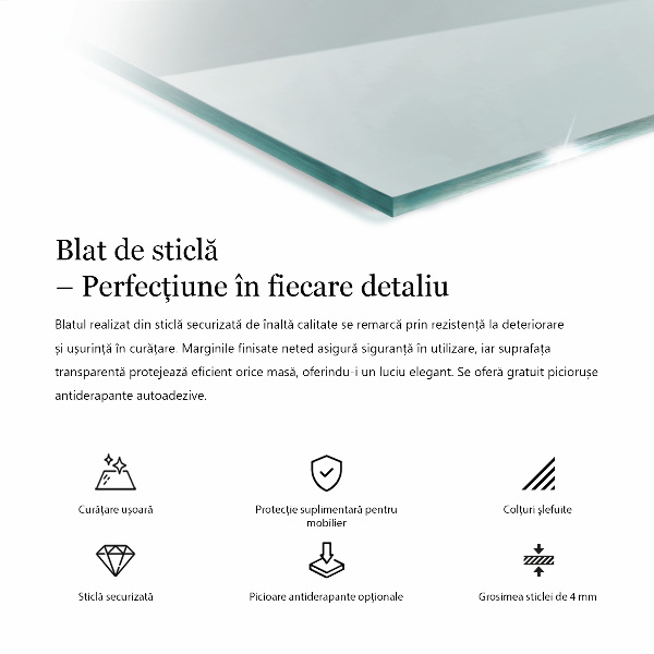 Rechteckige glastischplatte transparent