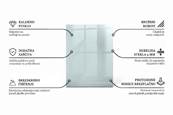 Rechteckige glastischplatte transparent