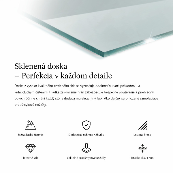 Rechteckige glastischplatte transparent