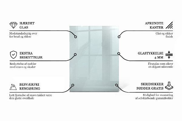 Rechteckige glastischplatte transparent