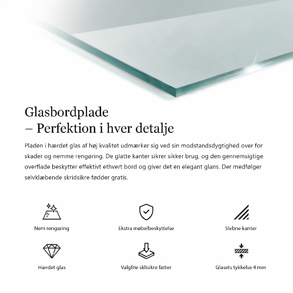 Rechteckige glastischplatte transparent