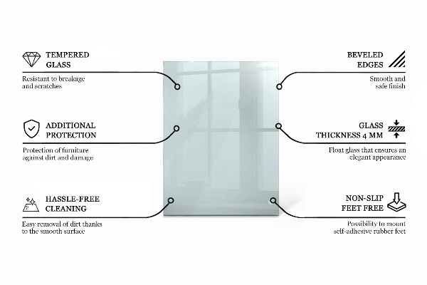 Rechteckige glastischplatte transparent