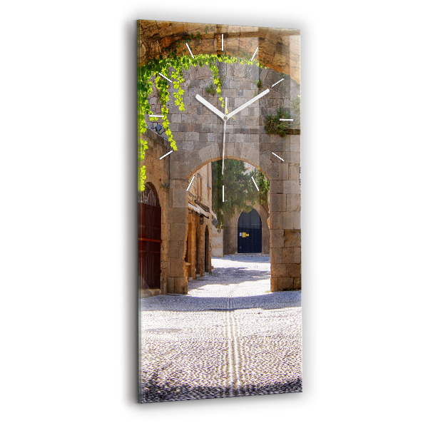 Vertikale Uhr mit motiv Malerische Straße von Rhodos